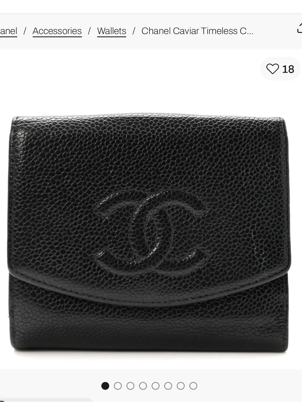 CHANEL Vintage Black Caviar Timeless CC Flap Wallet